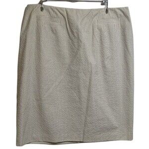 Talbots Skirt Women Italian Cotton Blend Pinstripe Striped Knee-Length Beige 18